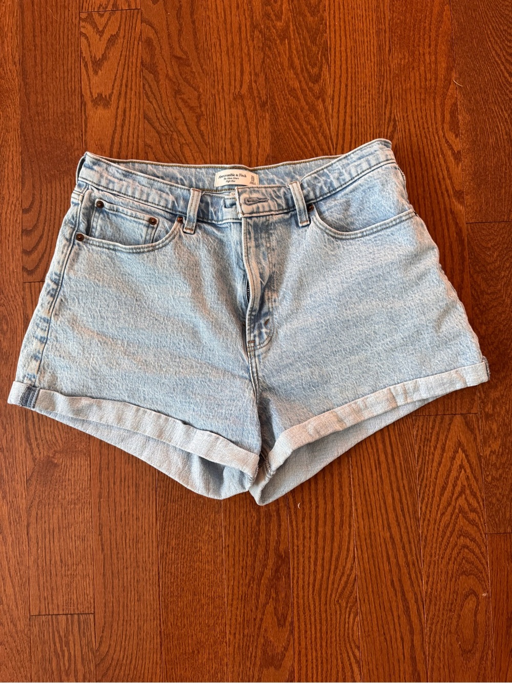 Abercrombie & Fitch Light Wash High Rise Mom Shorts